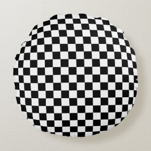 Coussins Ronds Impression numérique d'échecs noir et blanc