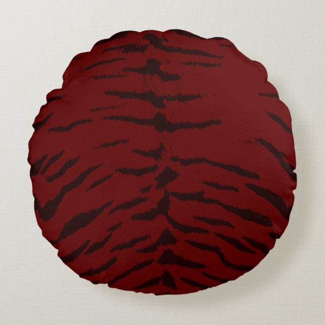 Coussins Ronds Impression numérique rouge Tiger (Devant)