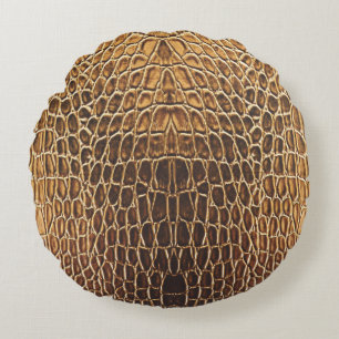Coussins Ronds Impression peau d'alligator marron clair