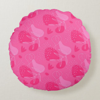 Coussins Ronds Impression rose foncé et clair
