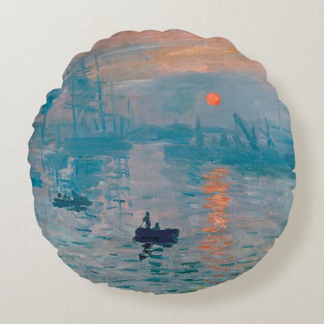 Coussins Ronds Impression Soleil Levant Claude Monet  (Devant)