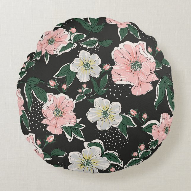 Coussins Ronds Impression vintage : motif abstrait (Devant)