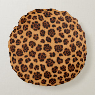 Coussins Ronds Imprimé léopard sauvage or bronzé orange aspect fo