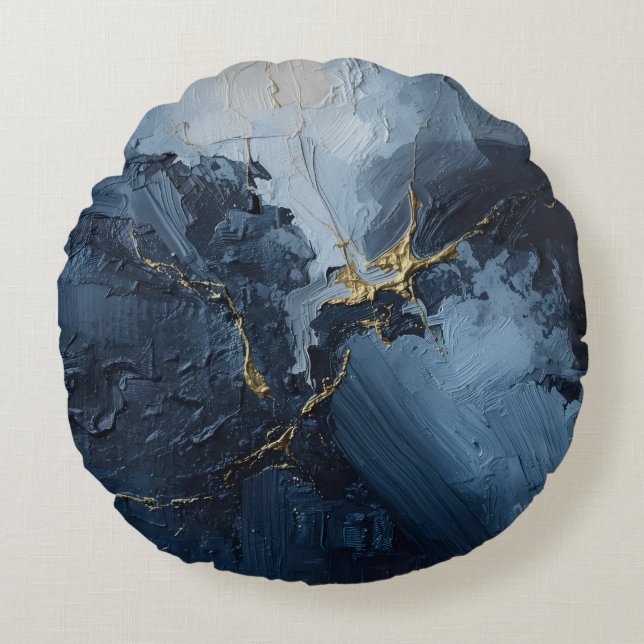 Coussins Ronds "Indigo Rhapsody" (Devant)