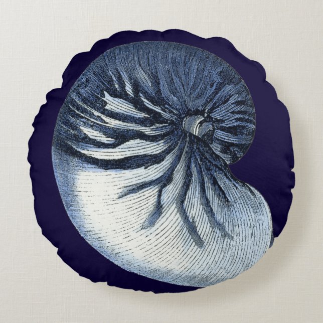 Coussins Ronds Indigo Shells VII (Devant)
