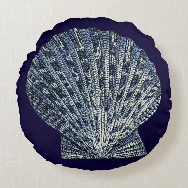 Coussins Ronds Indigo Shells VIII (Devant)