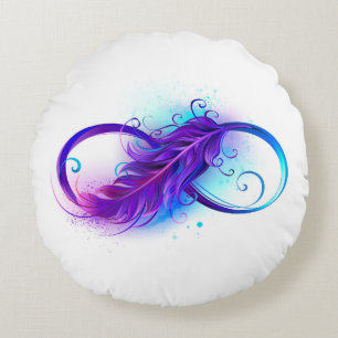 Coussins Ronds Infinity with purple feather
