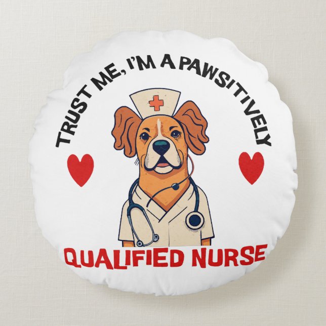 Coussins Ronds Infirmière Qualifiée Pawsitively (Devant)