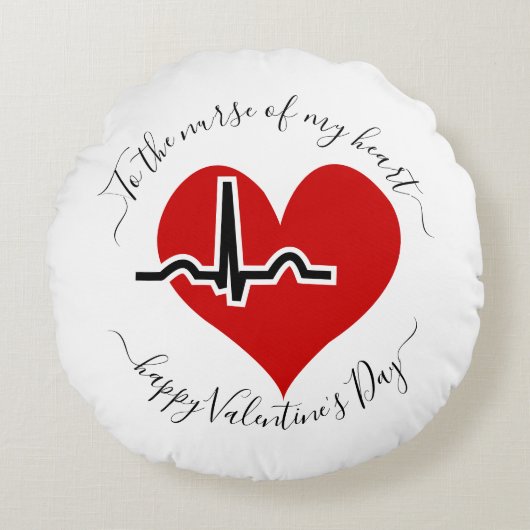 Coussins Ronds Infirmière Valentines Jour pouls rouge (Devant)