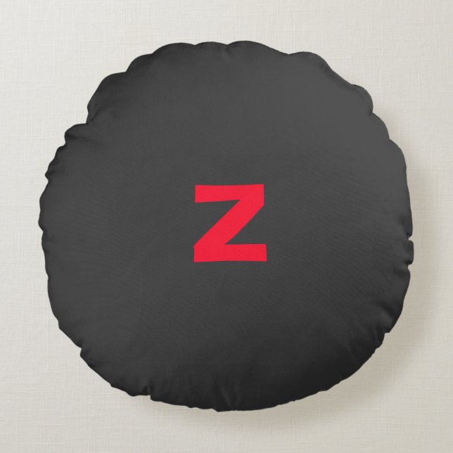 Coussins Ronds Initiale Rouge Monogramme manuscrit Nom propre Noi (Devant)