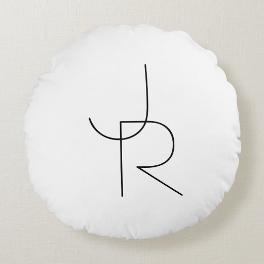 Coussins Ronds Initiales de chevauchement modernes 2 | Noir en bl (Devant)