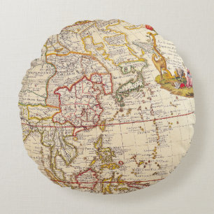 Coussins Ronds Inspiré de vieilles cartes antiques (6)