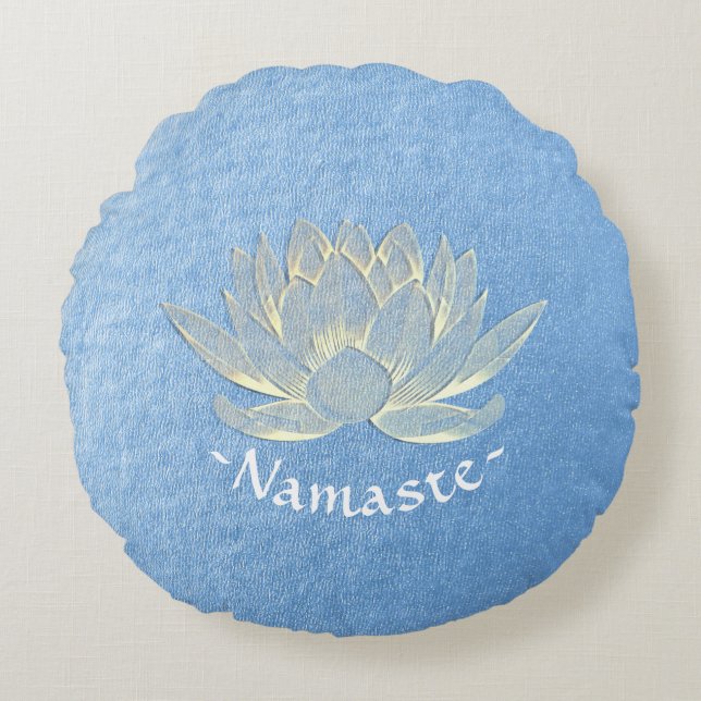 Coussins Ronds Instructeur de méditation Blue Gold Lotus Yoga Stu (Devant)