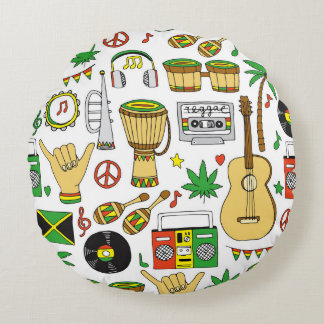 Coussins Ronds Instruments de musique : Reggae Arrière - plan san
