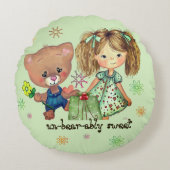 Coussins Ronds Insupportable douce fille et ours en peluche (Devant)