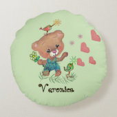 Coussins Ronds Insupportable douce fille et ours en peluche (Dos)