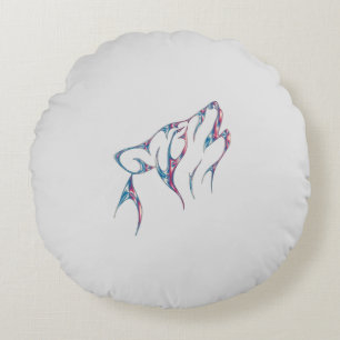 Coussins Ronds Iridescente Howling Wolf Spirit Animal
