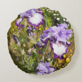 Coussins Ronds Iris Irises Fleur violette Anniversaire Filles Nom (Dos)