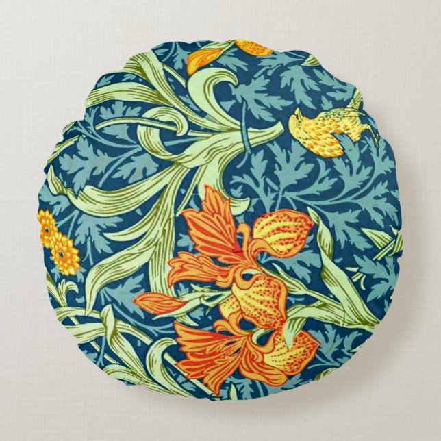 Coussins Ronds Iris, un motif de William Morris, (Devant)