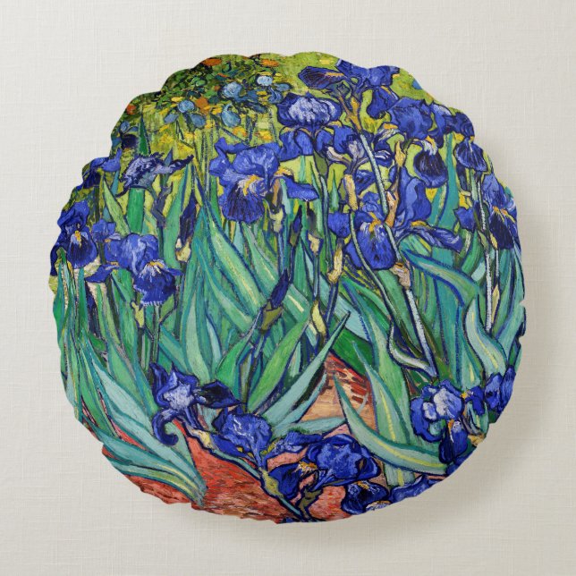 Coussins Ronds Irises par Vincent van Gogh (Devant)