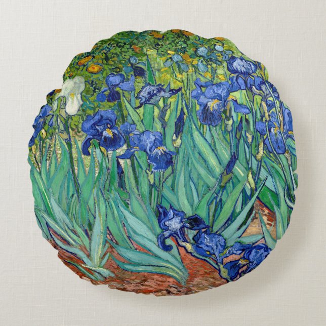 Coussins Ronds Irises Vincent van Gogh Fleurs Peinture Throw (Devant)