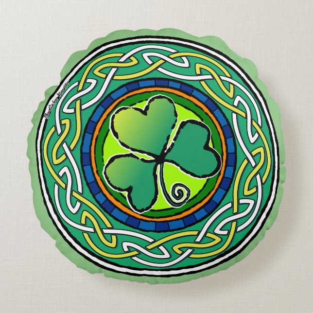 Coussins Ronds Irish shamrock (Devant)