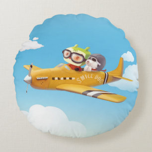 Coussins Ronds Iron T et Smile Pup : Aventure à haute altitude