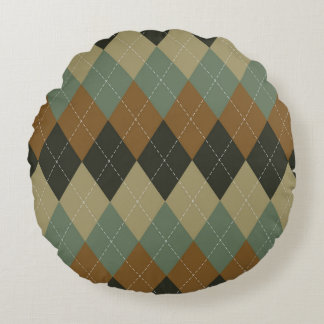 Coussins Ronds Jacquard Automne : Brown-vert Rhombus Chic