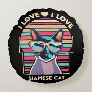 Coussins Ronds J'adore le chat siamois