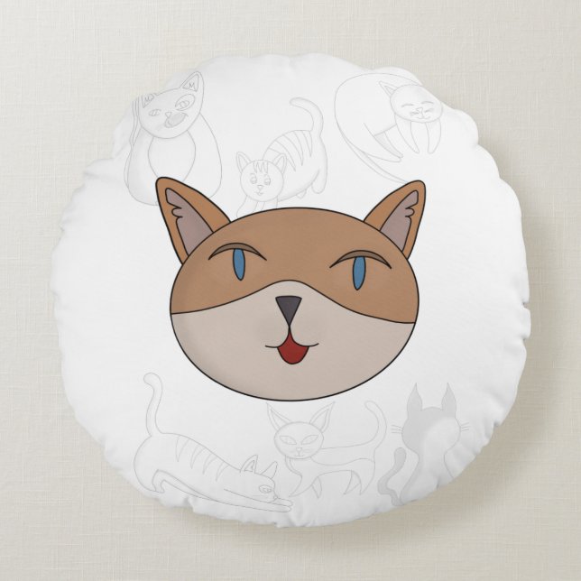 Coussins Ronds J'adore les couvertures de couette pour chats (Devant)