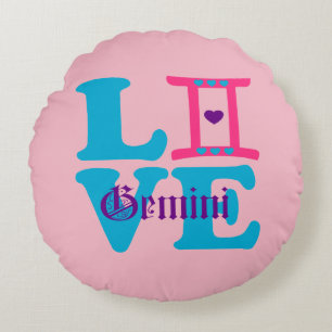 Coussins Ronds ♊  J'Aime Gemini-Best-Zodiac Signe Arrondi