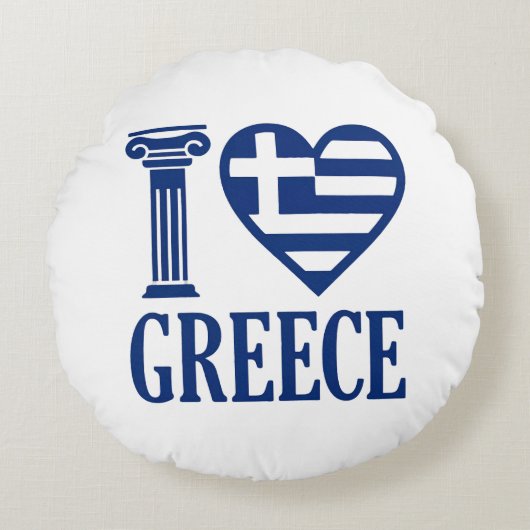 Coussins Ronds J'aime la Grèce (Devant)
