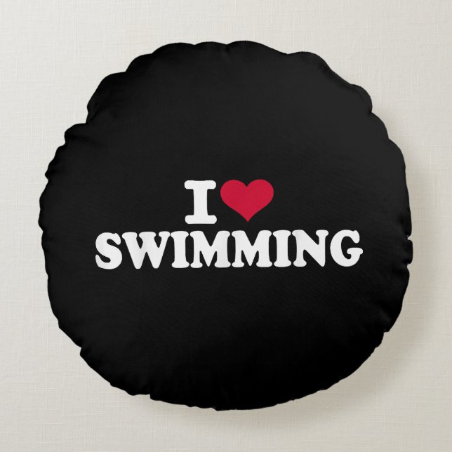 Coussins Ronds J'aime la natation (Devant)