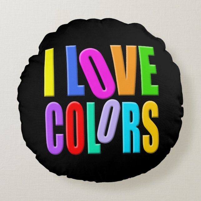Coussins Ronds J'aime les couleurs (Devant)