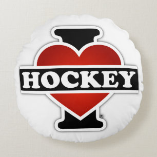 Coussins Ronds J'aime l'hockey