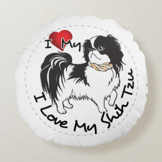 Coussins Ronds J'aime mon chien de Shih Tzu