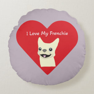 Coussins Ronds J'aime mon Frenchie, Lavender