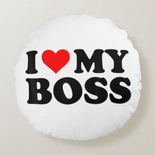 Coussins Ronds J'Aime Mon Patron Funny Red Heart Boss Je Coeur Me