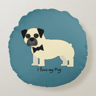 Coussins Ronds J'aime mon Pug