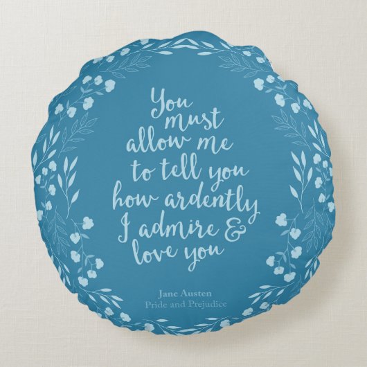 Coussins Ronds Jane Austen Orgueil et Préjugés Floral Amour (Dos)