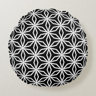 Coussins Ronds Japanese-Inspired Geometric Black and White 