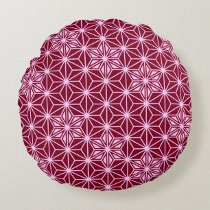 Coussins Ronds Japonais Asanoha motif - Bourgogne