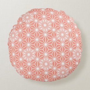 Coussins Ronds Japonais Asanoha motif - corail rose