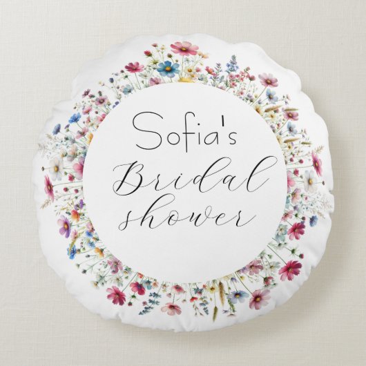 Coussins Ronds Jardin de Fête Floral Typographie Élégante (Devant)