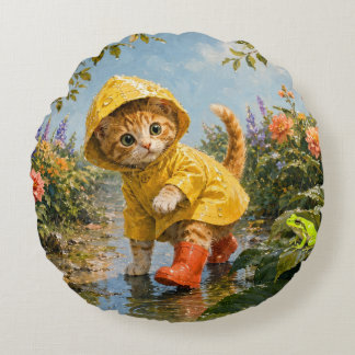 Coussins Ronds Jardin de pluie estival rond de Marron