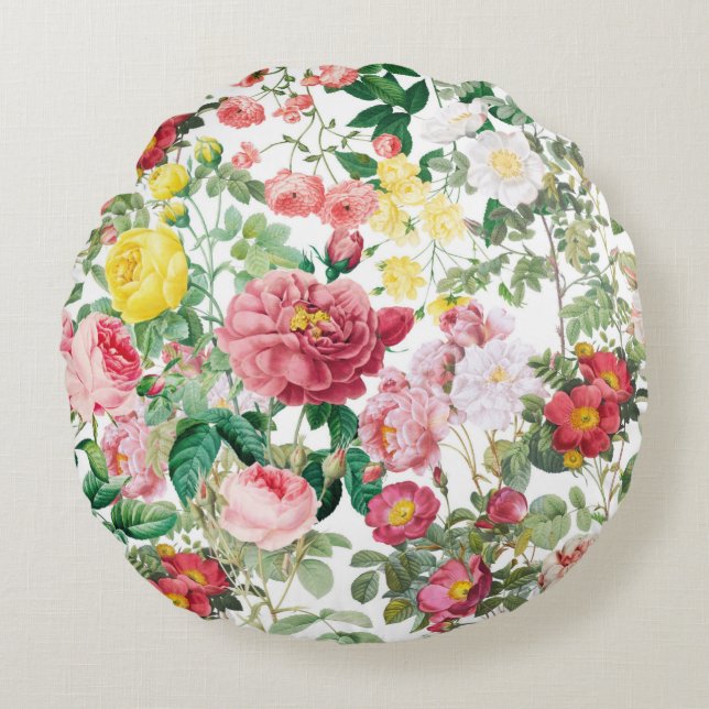 Coussins Ronds Jardin de printemps Vintage Rose (Devant)