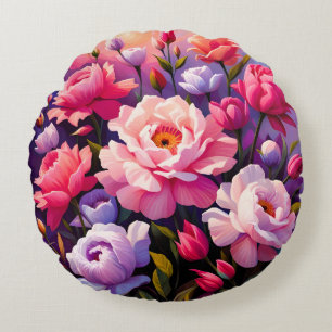 Coussins Ronds Jardin de printemps Zen lever de soleil Fleur rose
