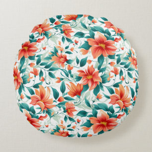 Coussins Ronds Jardin Floral Orange Vibrant - Tasse Élégante