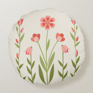Coussins Ronds Jardin Floral Parfait - Sauge & Rose Pâle