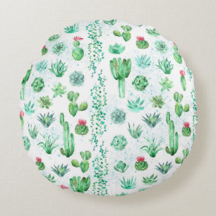 Coussins Ronds Jardin Succulent : Aquarelle Arrière - plan sans c